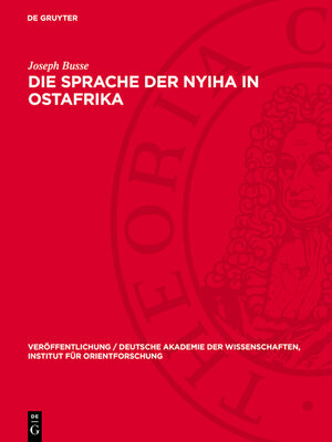 cover image of Die Sprache der Nyiha in Ostafrika